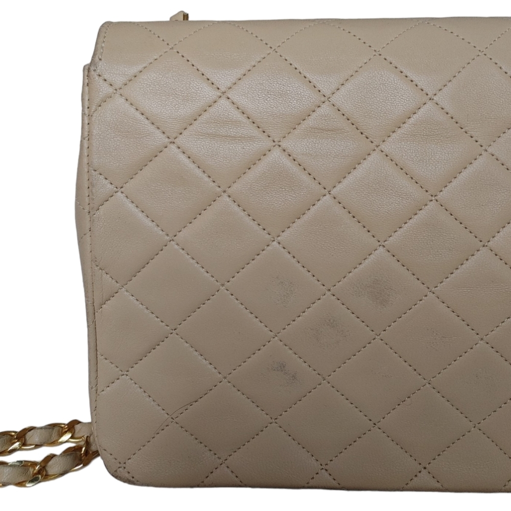 Chanel Beige Classic Quilted Matelasse Lambskin Bag - Picture 10 of 17